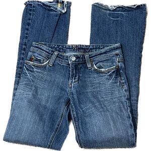 Miss Me‎ Womens Denim Jeans Flared Distressed Hem Blue Wash Size 26